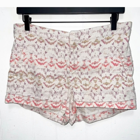 Free People Pants - FREE PEOPLE SZ 10 Linen Multicolor  Aztec Bohemian Shorts